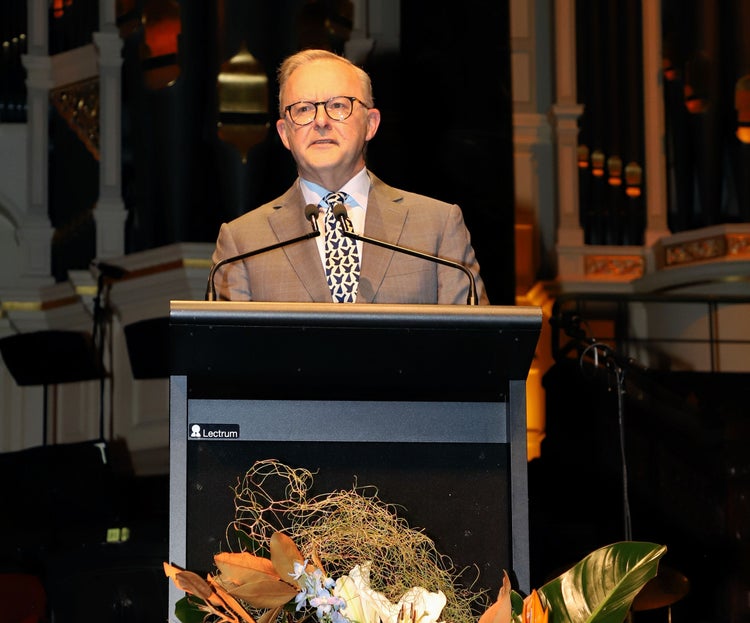 Prime Minister Anthony Albanese speaks at the SSC Presentation Ceremony